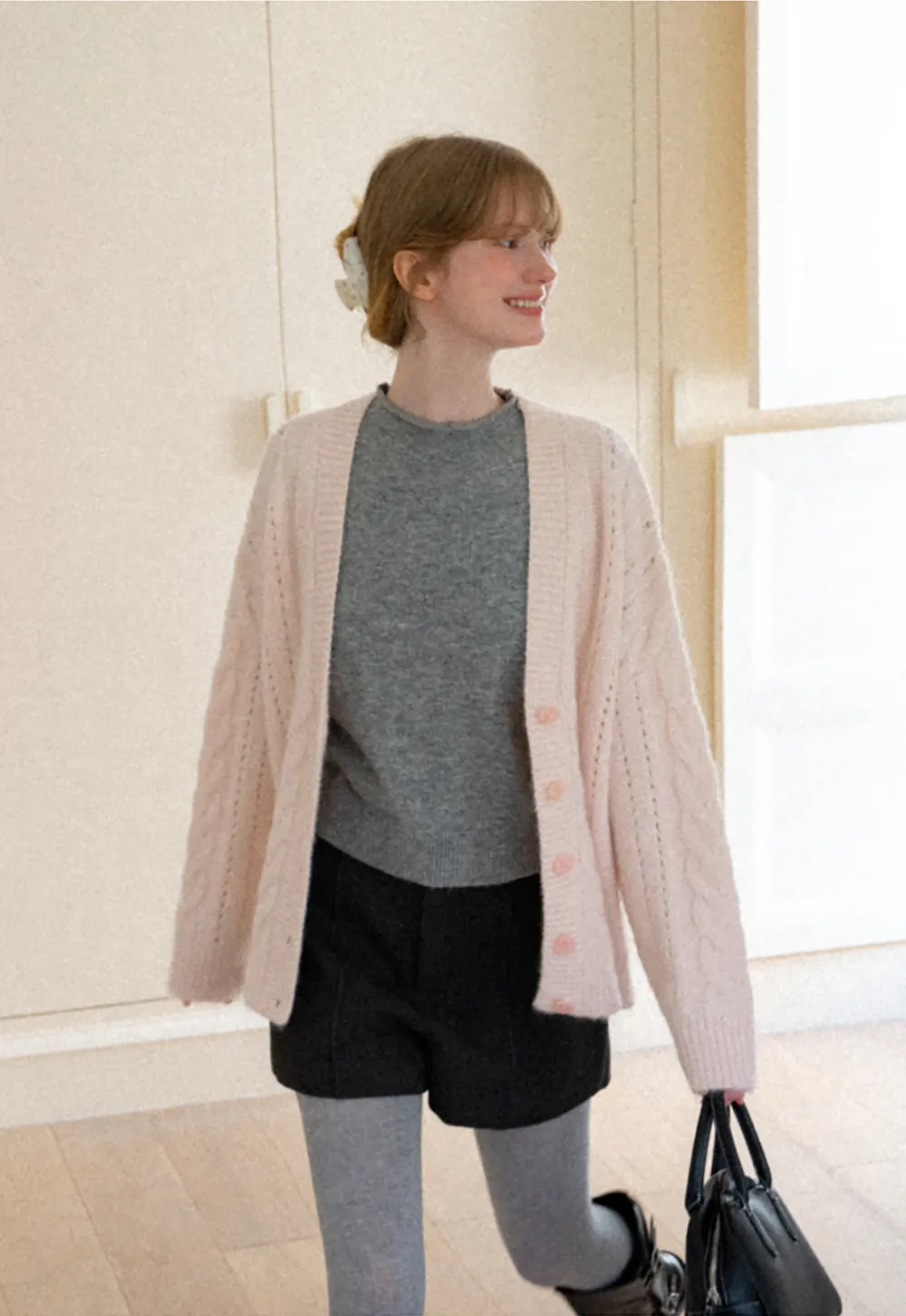 Lace Texture High Neck Long Sleeve Top