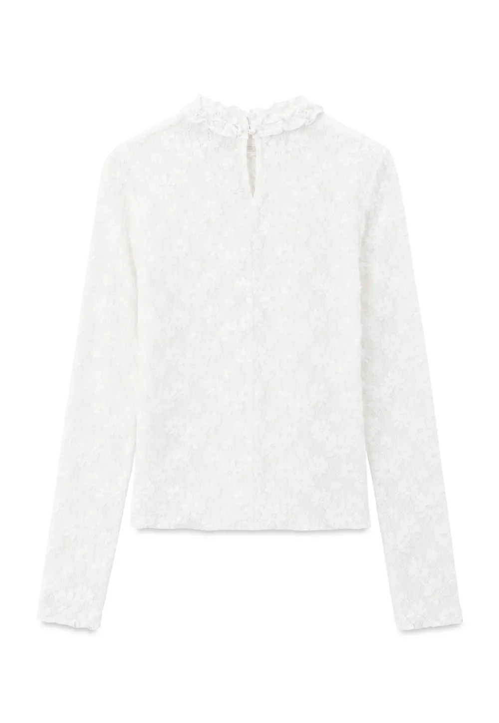Lace Texture High Neck Long Sleeve Top