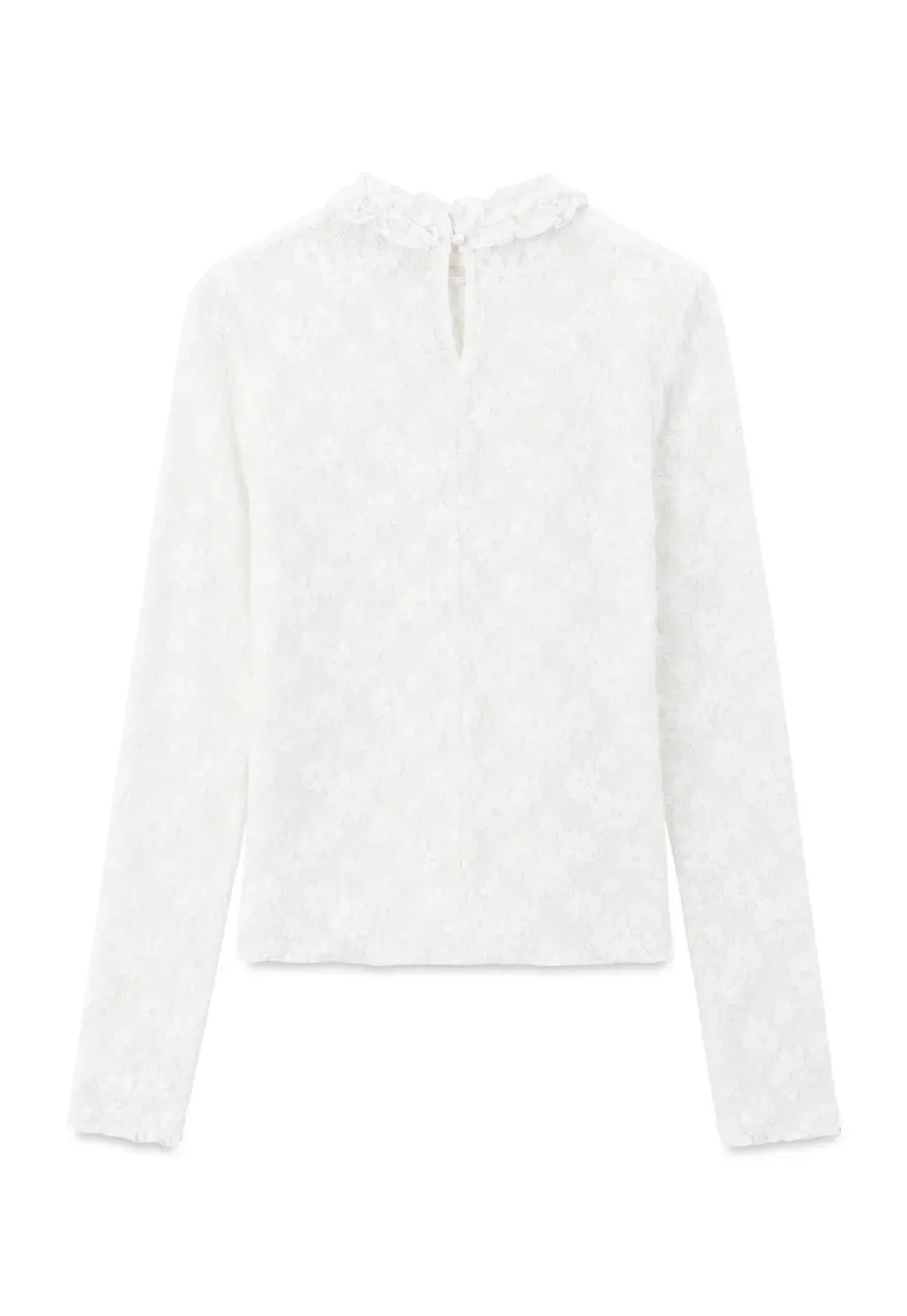 Lace Texture High Neck Long Sleeve Top