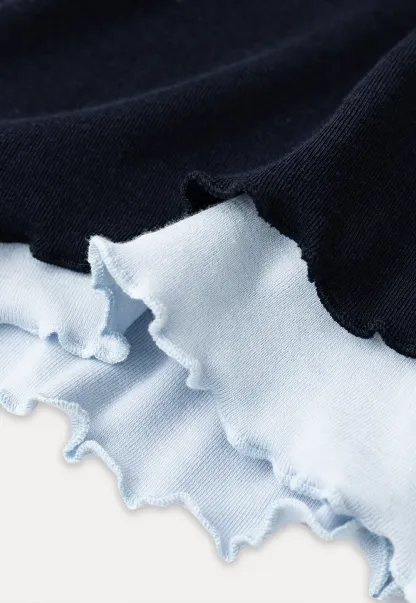 Cowl Neck Layered Top with Lace Hem Tshirt