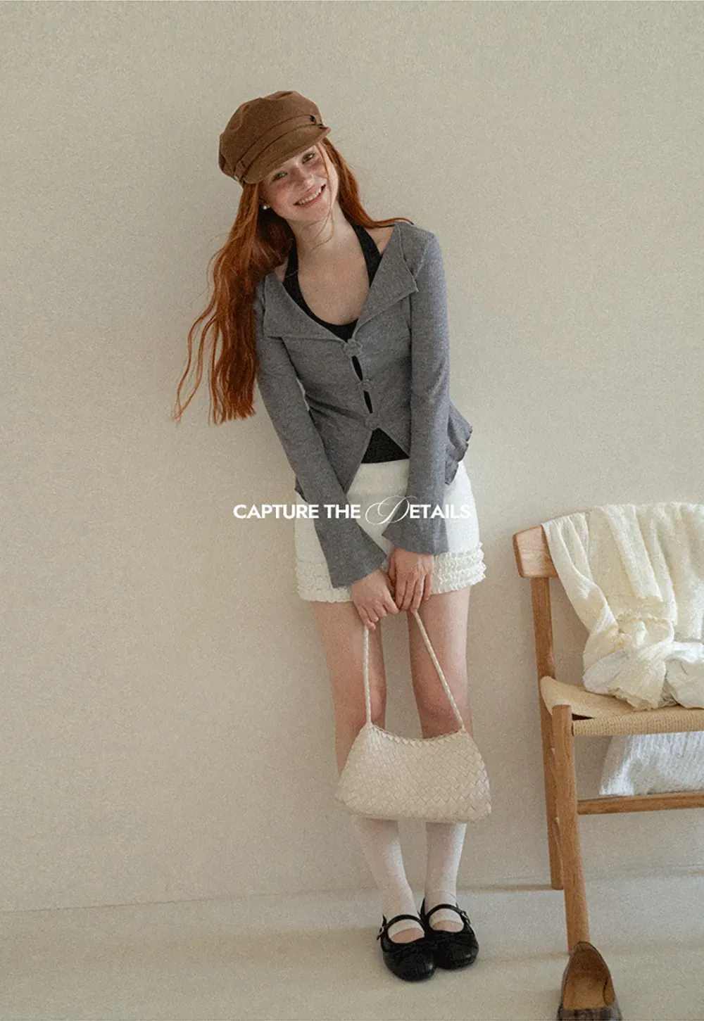 Asymmetrical Hem Knit Cardigan with Floral Buttons