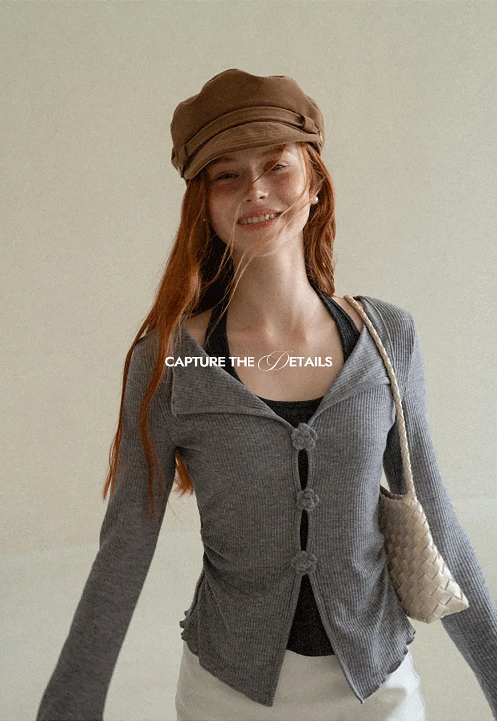 Asymmetrical Hem Knit Cardigan with Floral Buttons