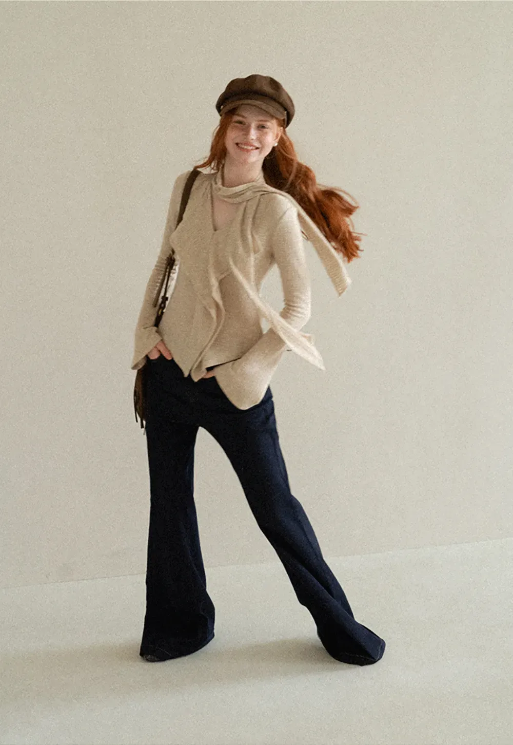Asymmetrical Wrap Front Ribbed Knit Top