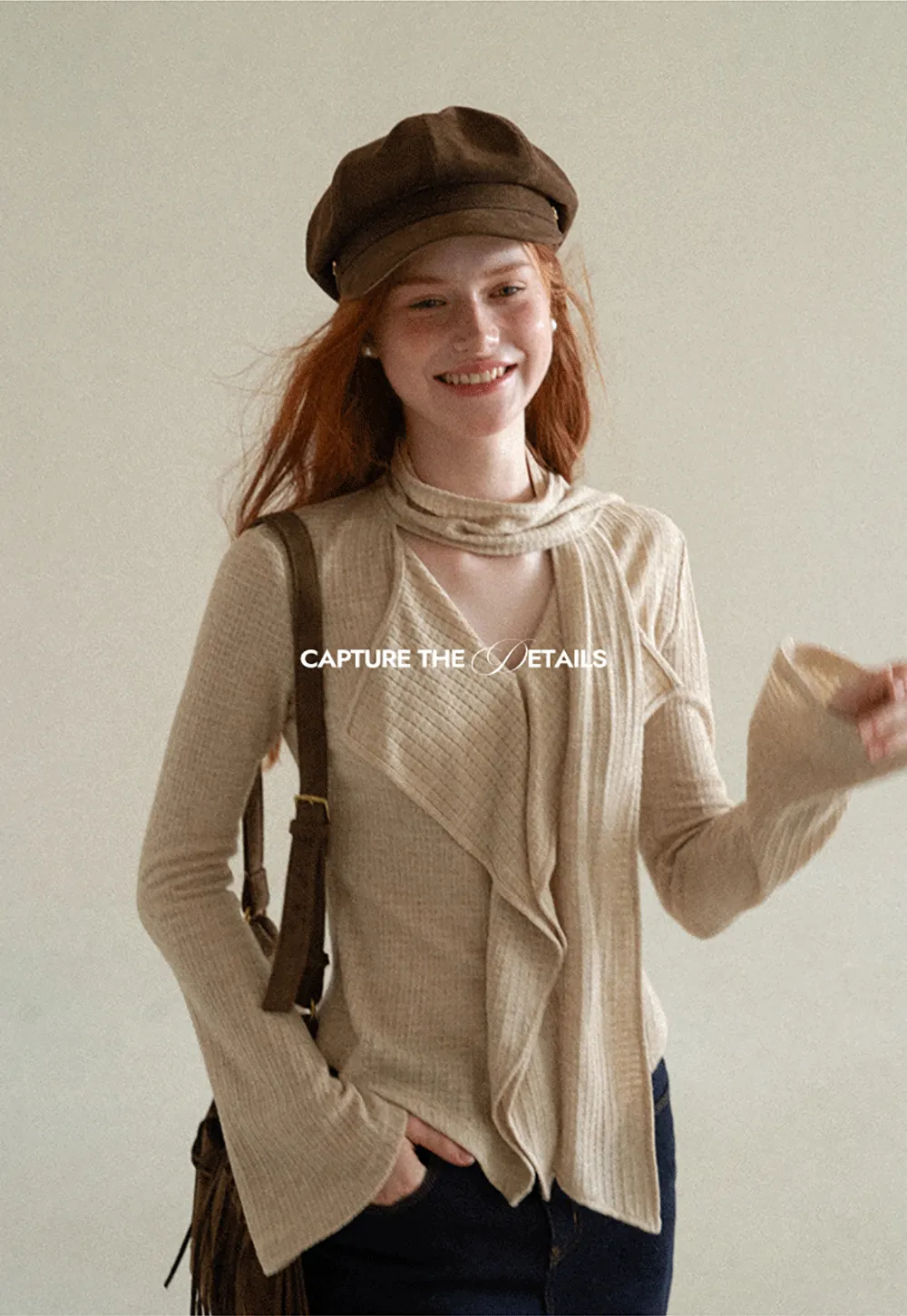 Asymmetrical Wrap Front Ribbed Knit Top