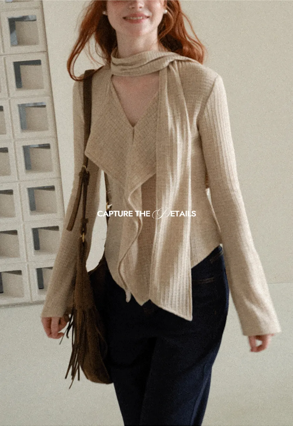 Asymmetrical Wrap Front Ribbed Knit Top