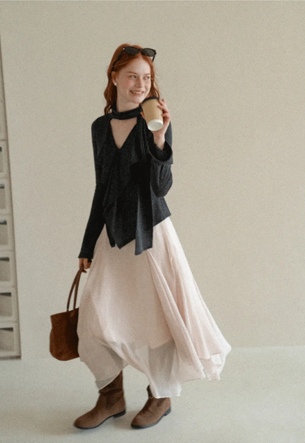 Asymmetrical Wrap Front Ribbed Knit Top