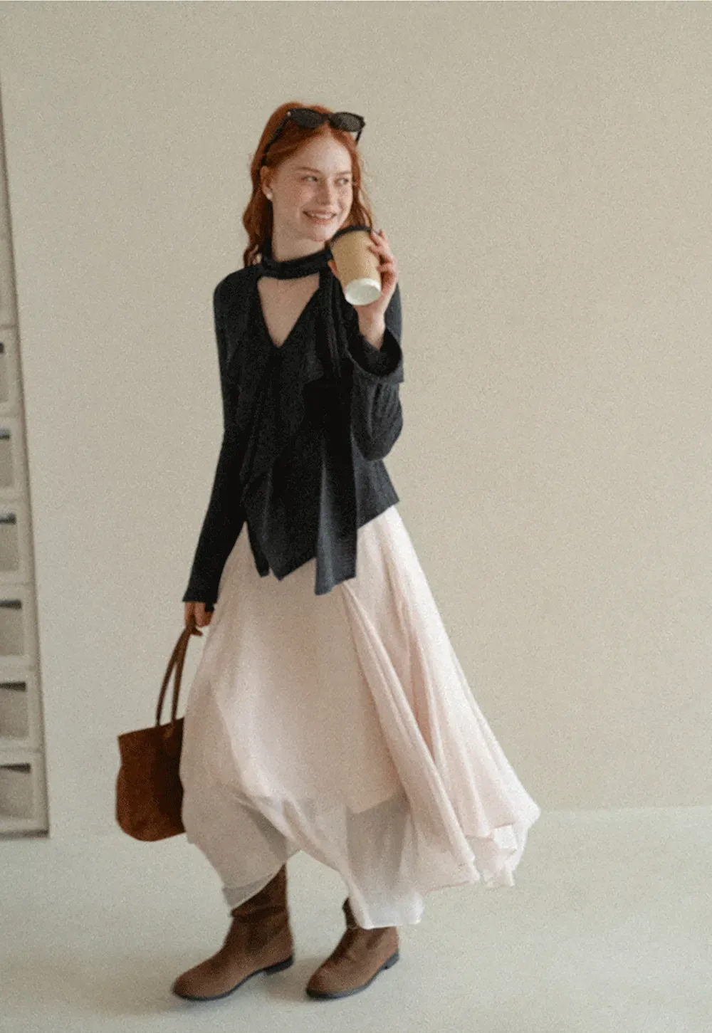 Asymmetrical Wrap Front Ribbed Knit Top
