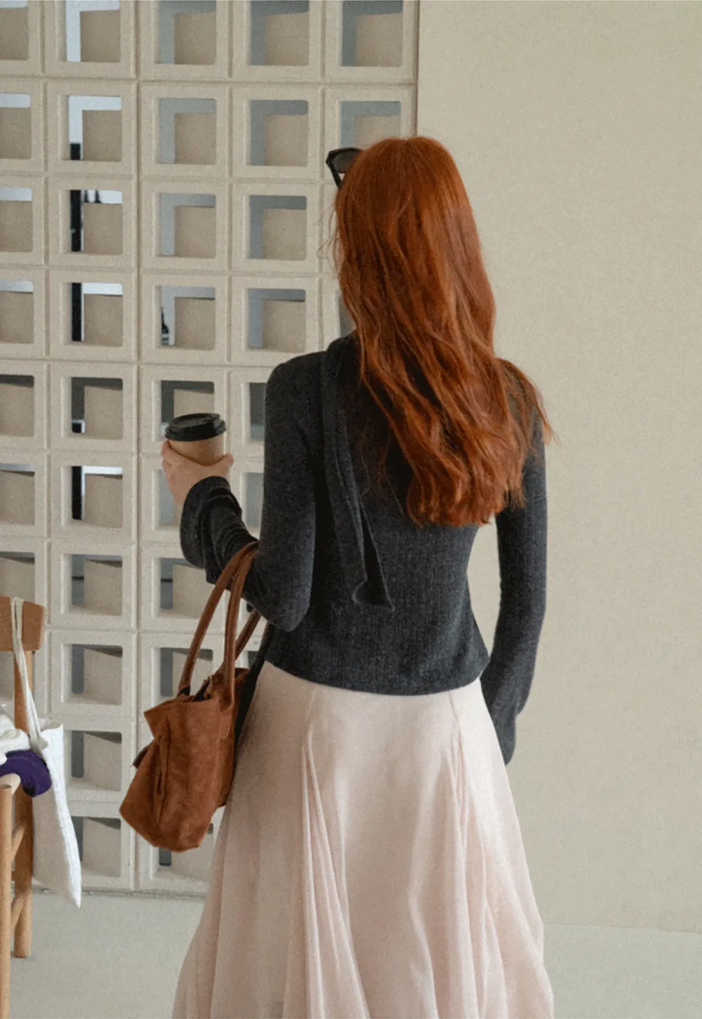 Asymmetrical Wrap Front Ribbed Knit Top