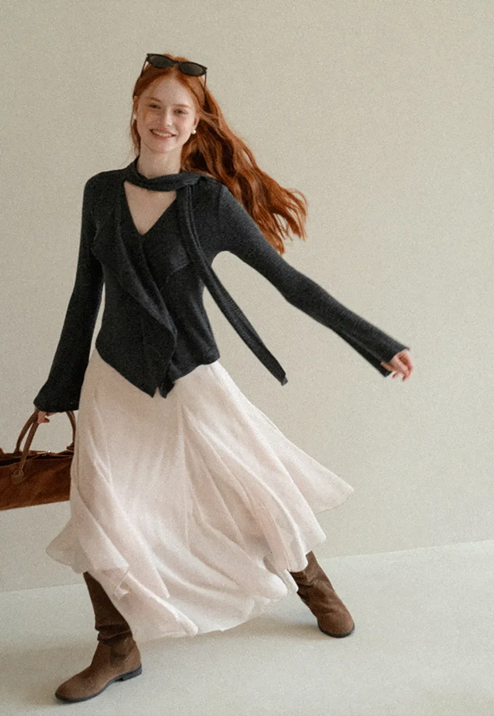 Asymmetrical Wrap Front Ribbed Knit Top