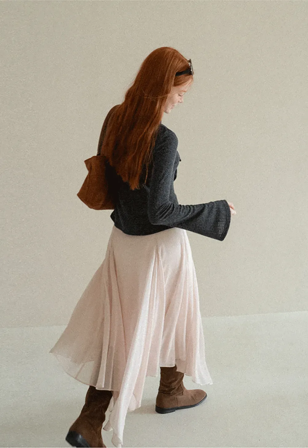 Asymmetrical Wrap Front Ribbed Knit Top