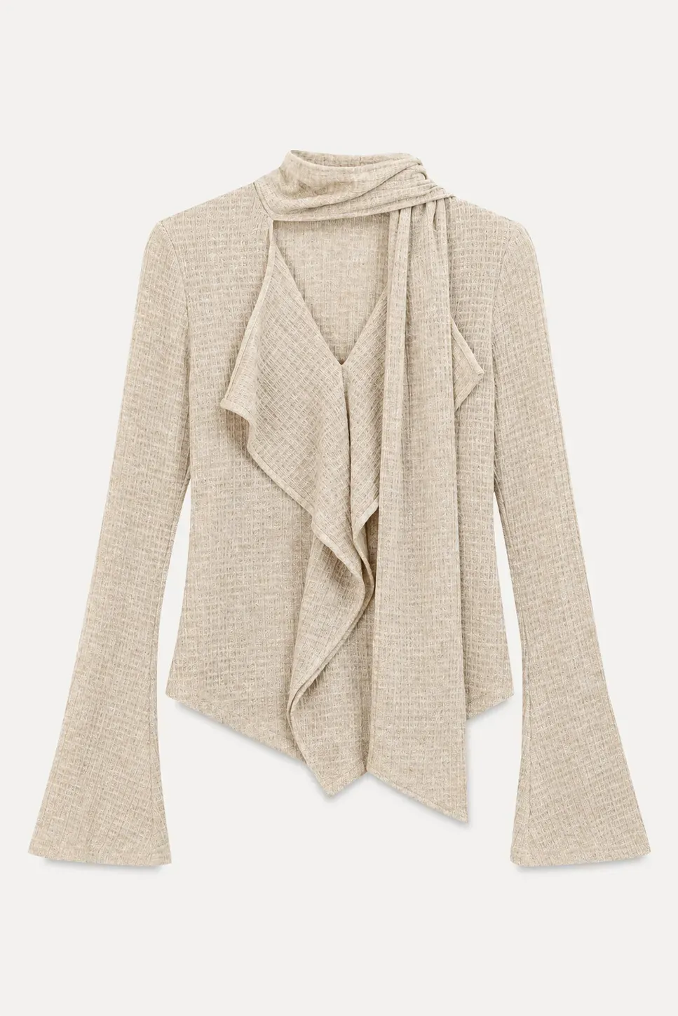 Asymmetrical Wrap Front Ribbed Knit Top