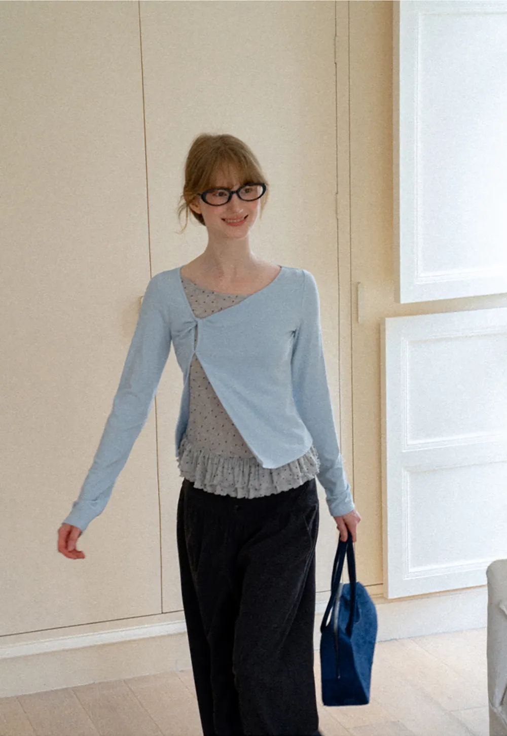 Ruffled Hem Layered Long Sleeve Top