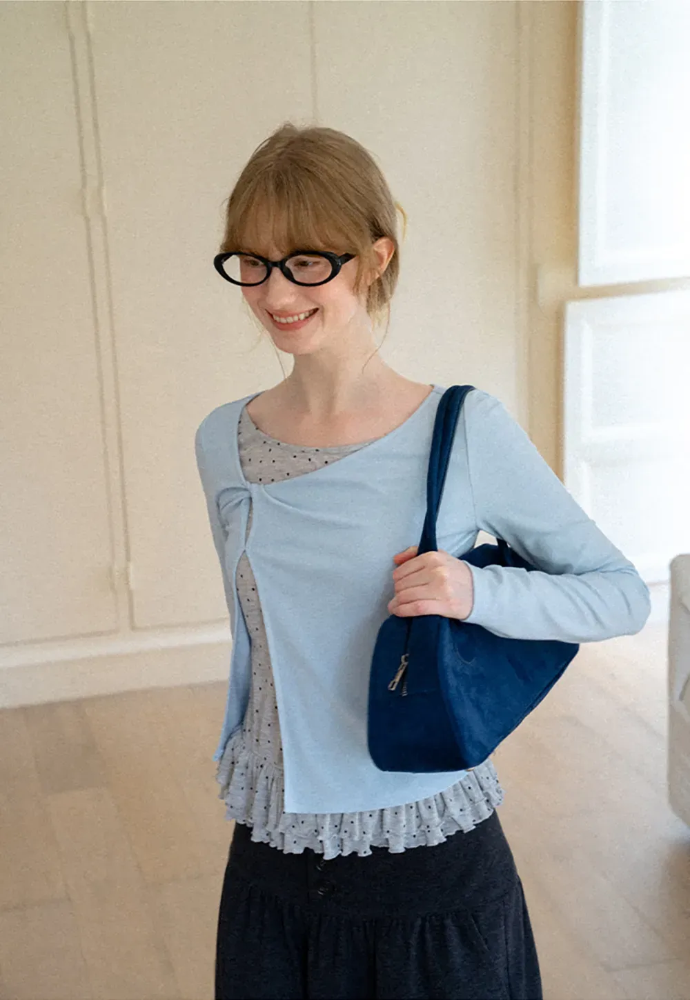 Ruffled Hem Layered Long Sleeve Top