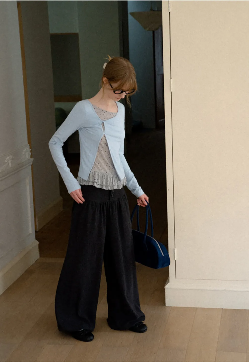 Ruffled Hem Layered Long Sleeve Top
