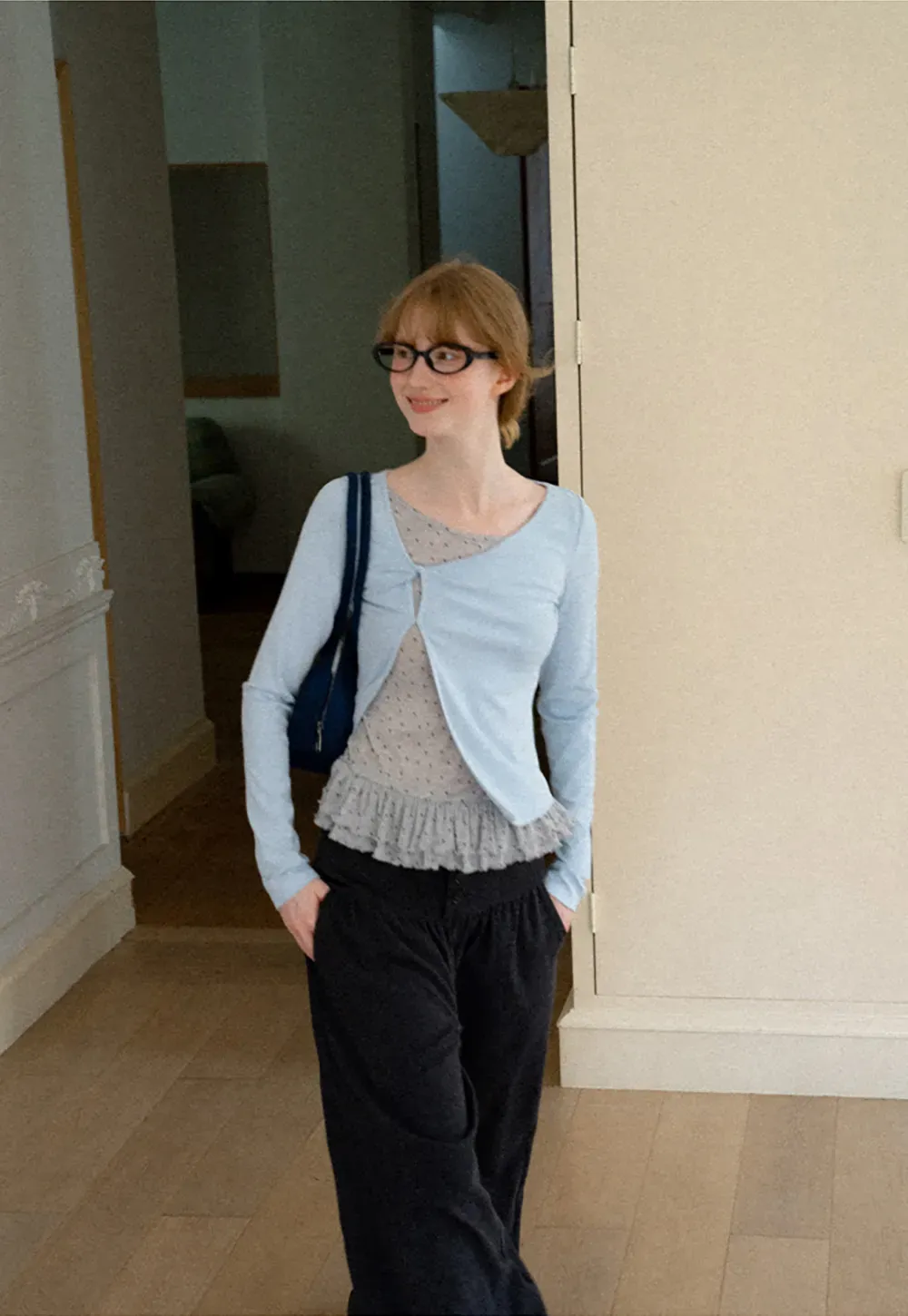 Ruffled Hem Layered Long Sleeve Top