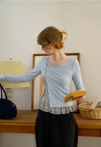 Ruffled Hem Layered Long Sleeve Top