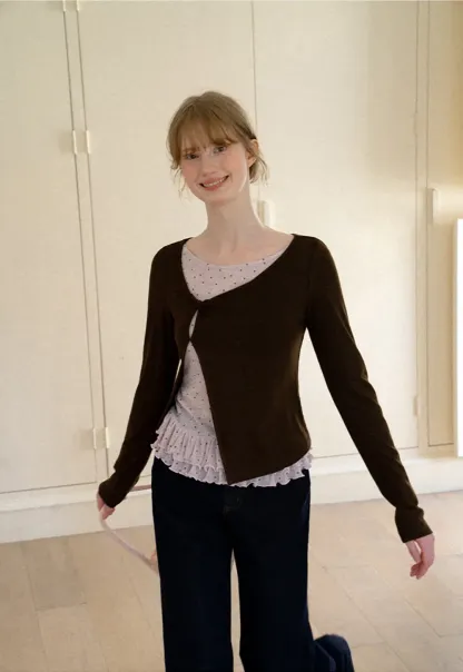 Ruffled Hem Layered Long Sleeve Top