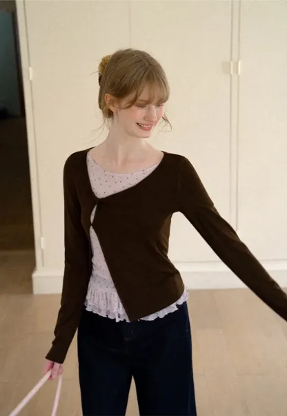 Ruffled Hem Layered Long Sleeve Top