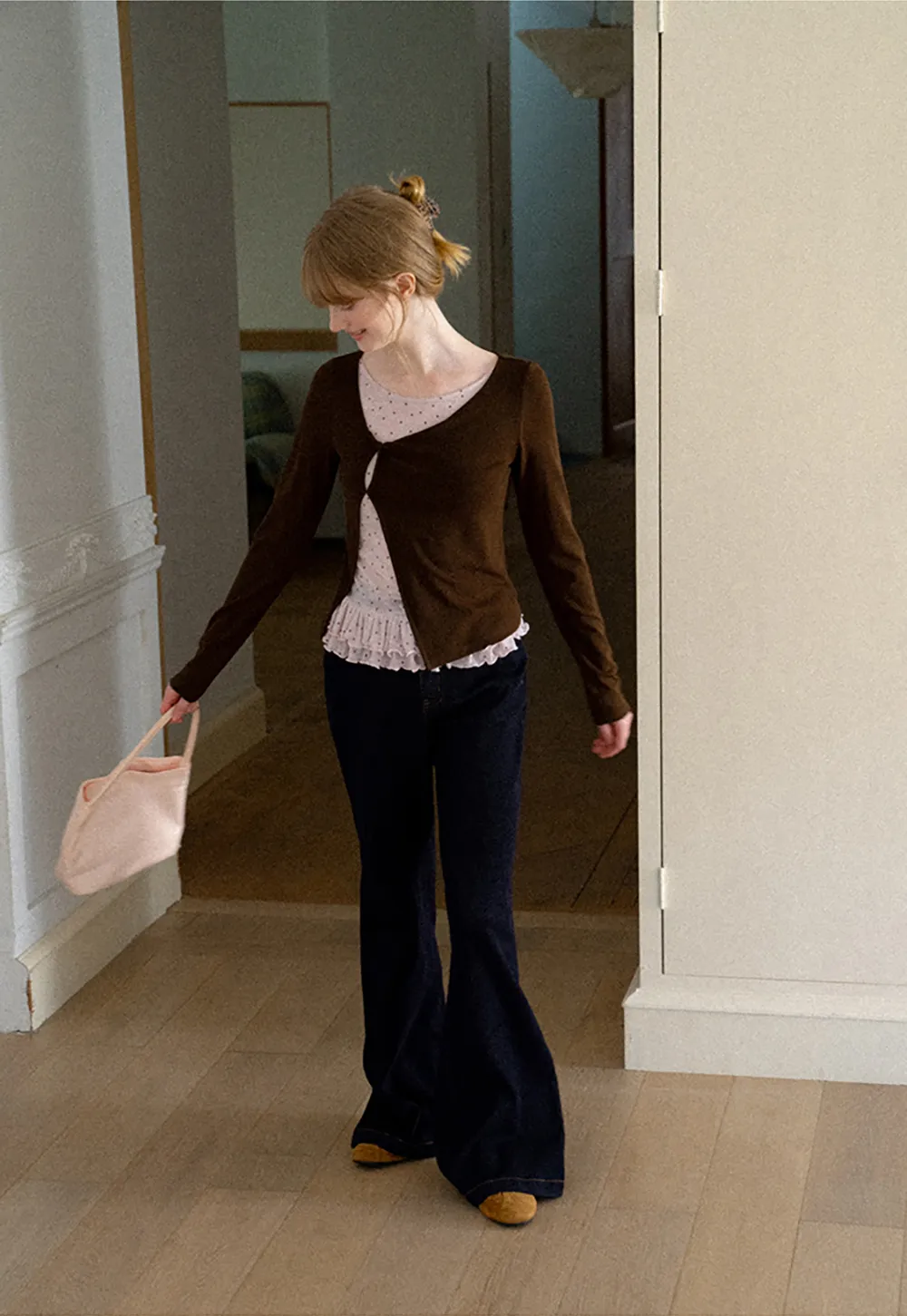 Ruffled Hem Layered Long Sleeve Top