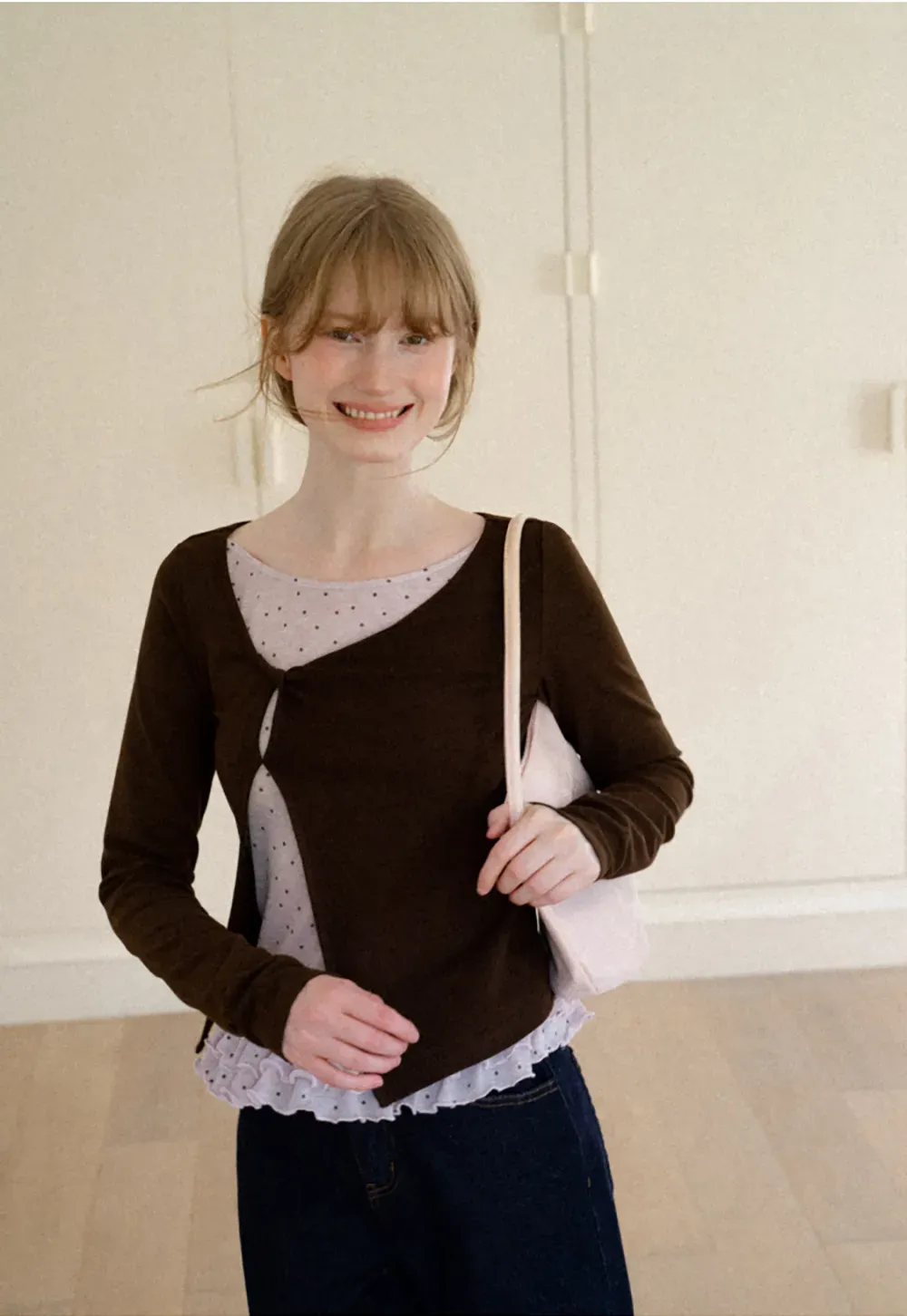 Ruffled Hem Layered Long Sleeve Top