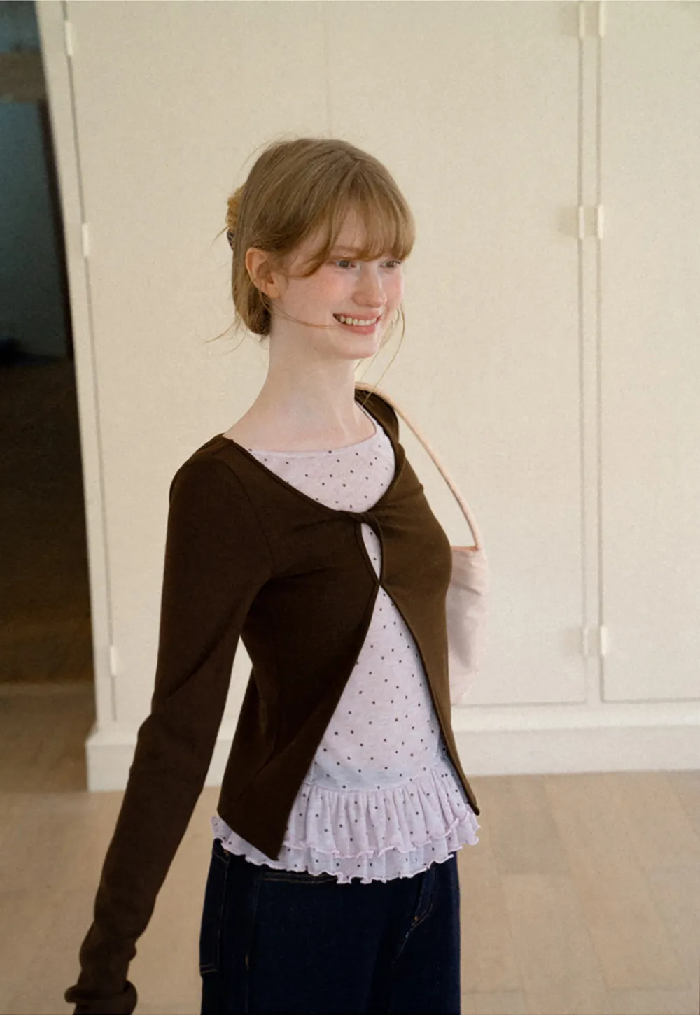 Ruffled Hem Layered Long Sleeve Top