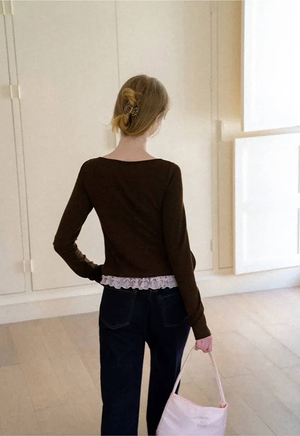 Ruffled Hem Layered Long Sleeve Top