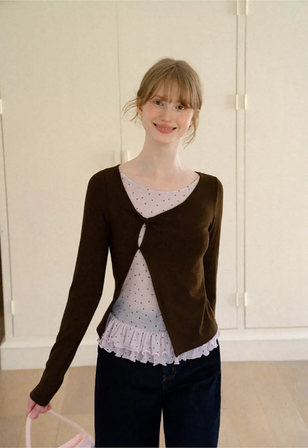 Ruffled Hem Layered Long Sleeve Top