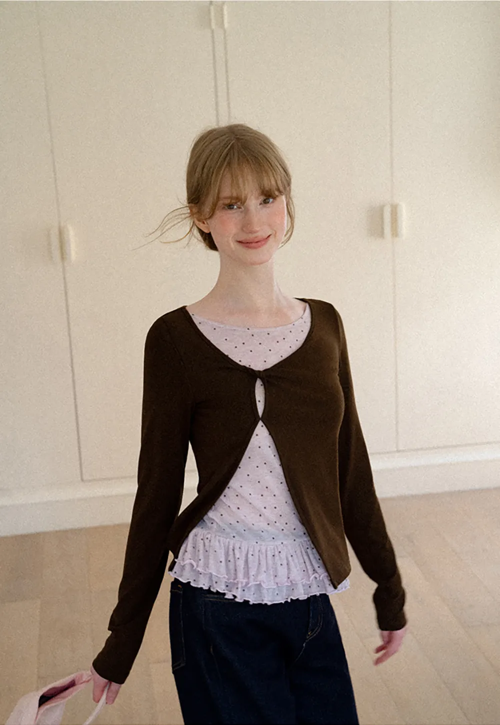 Ruffled Hem Layered Long Sleeve Top