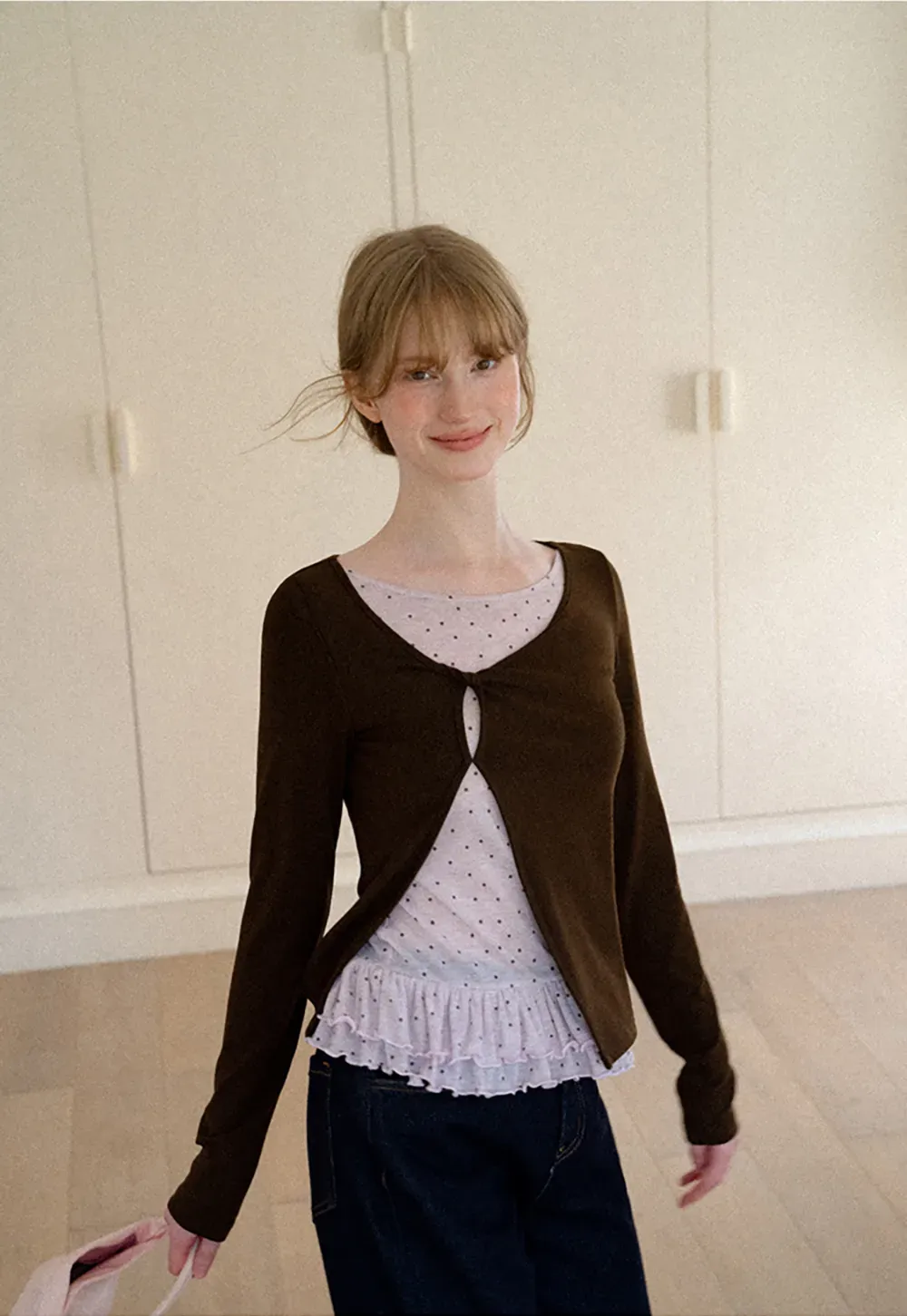 Ruffled Hem Layered Long Sleeve Top