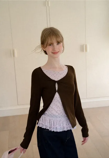 Ruffled Hem Layered Long Sleeve Top