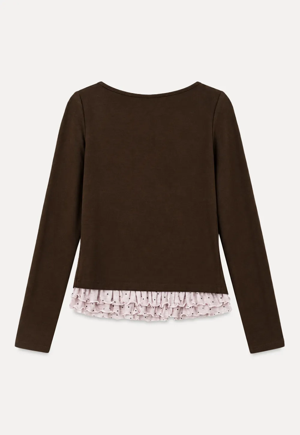 Ruffled Hem Layered Long Sleeve Top