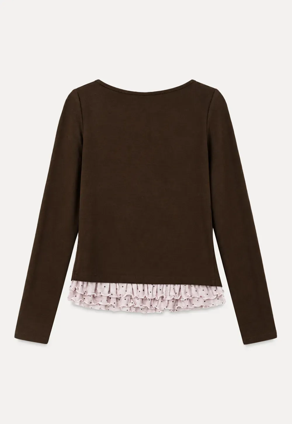 Ruffled Hem Layered Long Sleeve Top