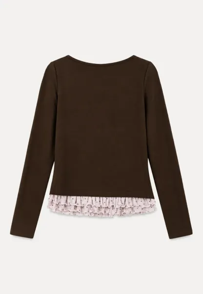 Ruffled Hem Layered Long Sleeve Top
