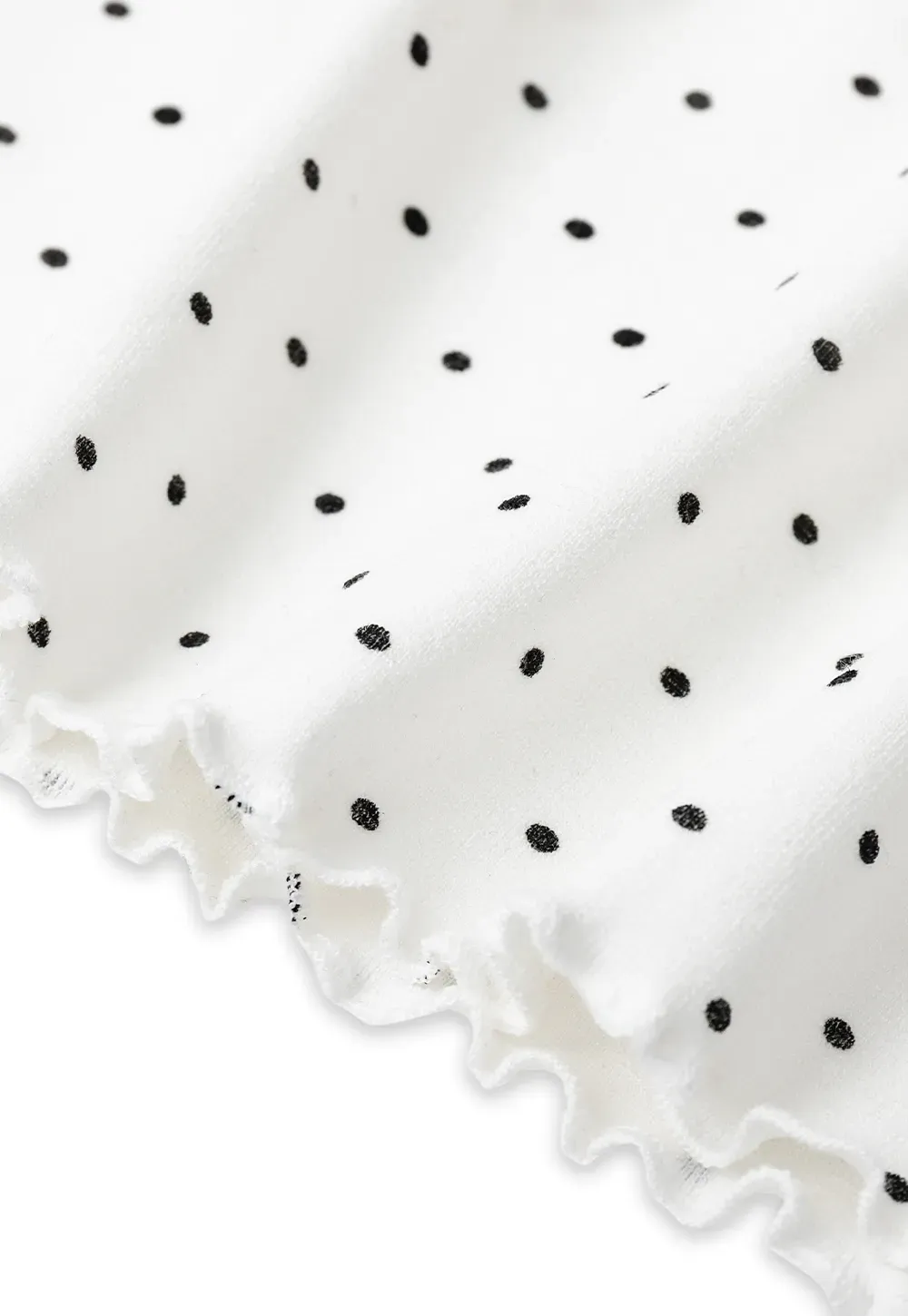Ruffled High Neck Polka Dot Long Sleeve Top