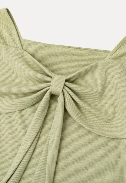 Bow Neck Long Sleeve Knit Top