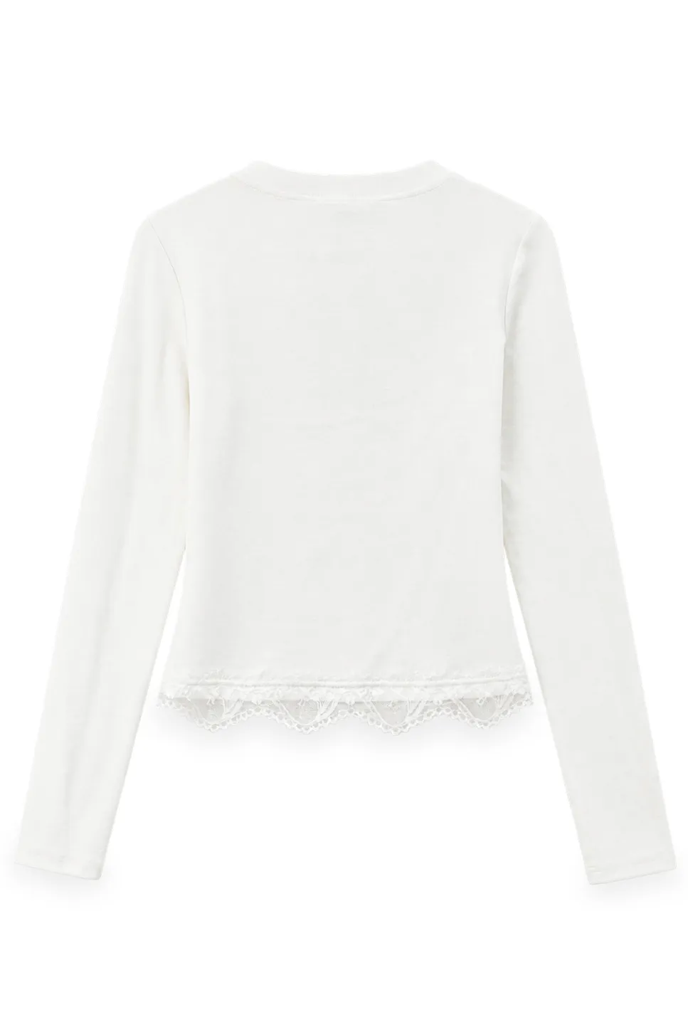 Lace Trim Henley Neck Long Sleeve Knit Top