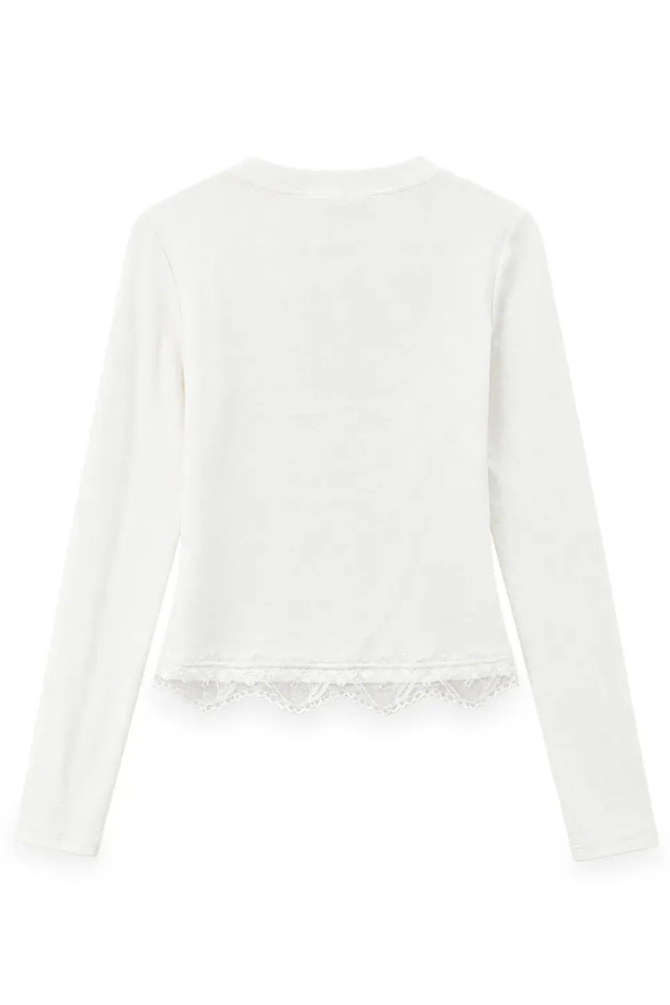 Lace Trim Henley Neck Long Sleeve Knit Top