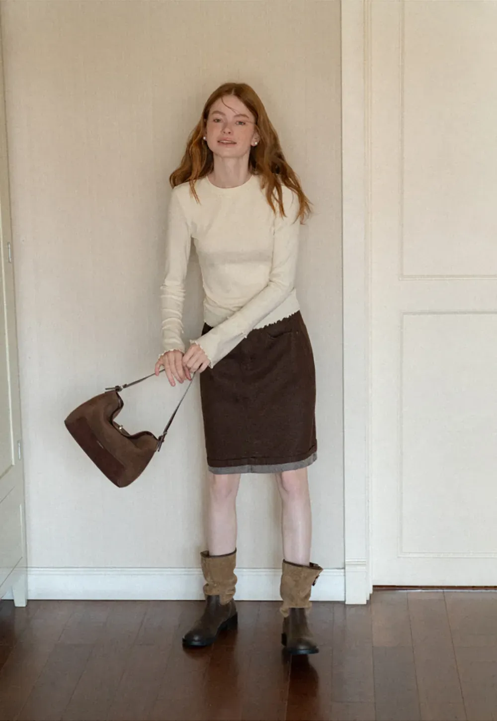 Scalloped Hem Long Sleeve Knit Top