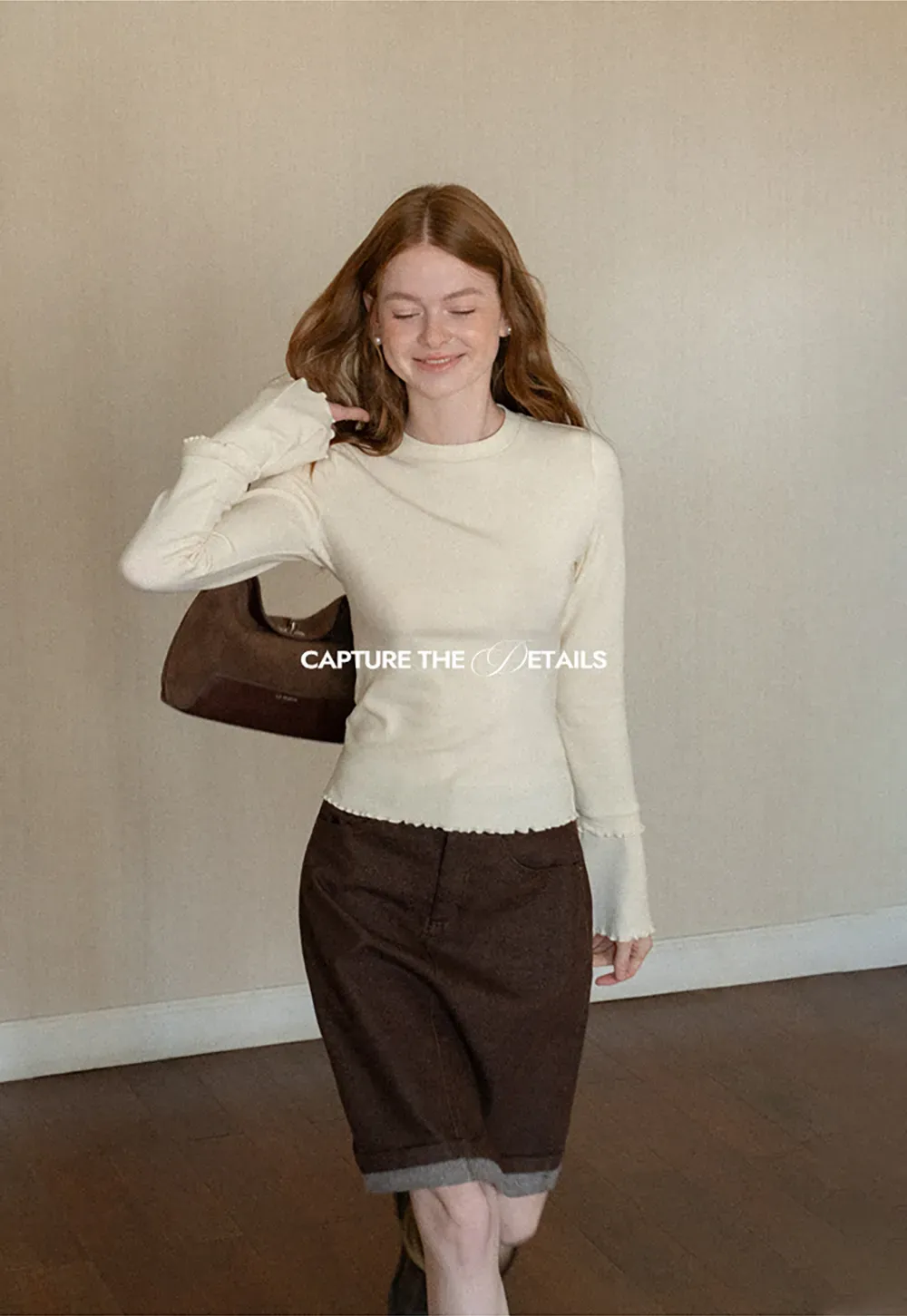 Scalloped Hem Long Sleeve Knit Top