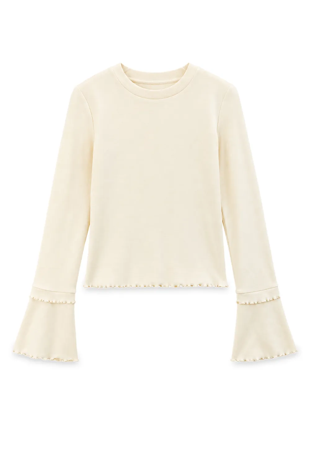 Scalloped Hem Long Sleeve Knit Top