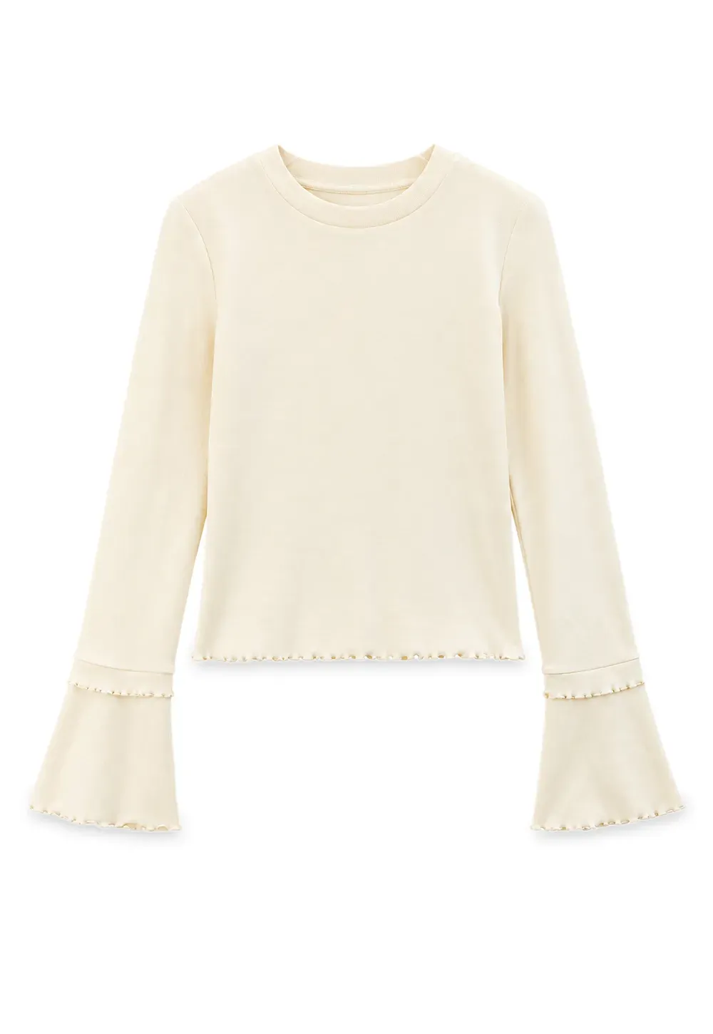 Scalloped Hem Long Sleeve Knit Top