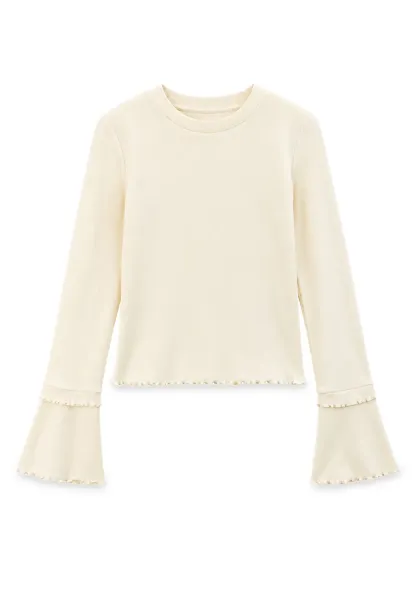 Scalloped Hem Long Sleeve Knit Top