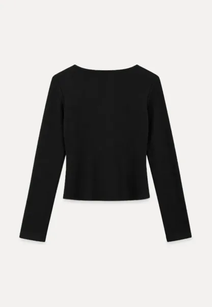 Lace Trim V Neck Cropped Knit Top