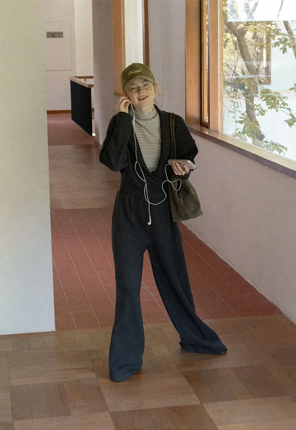 Cropped Open Front Cardigan and Wide Leg Drawstring Pants
