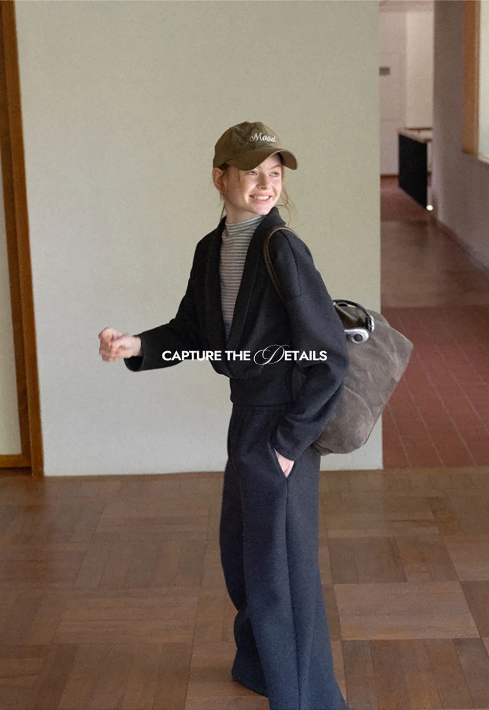 Cropped Open Front Cardigan and Wide Leg Drawstring Pants