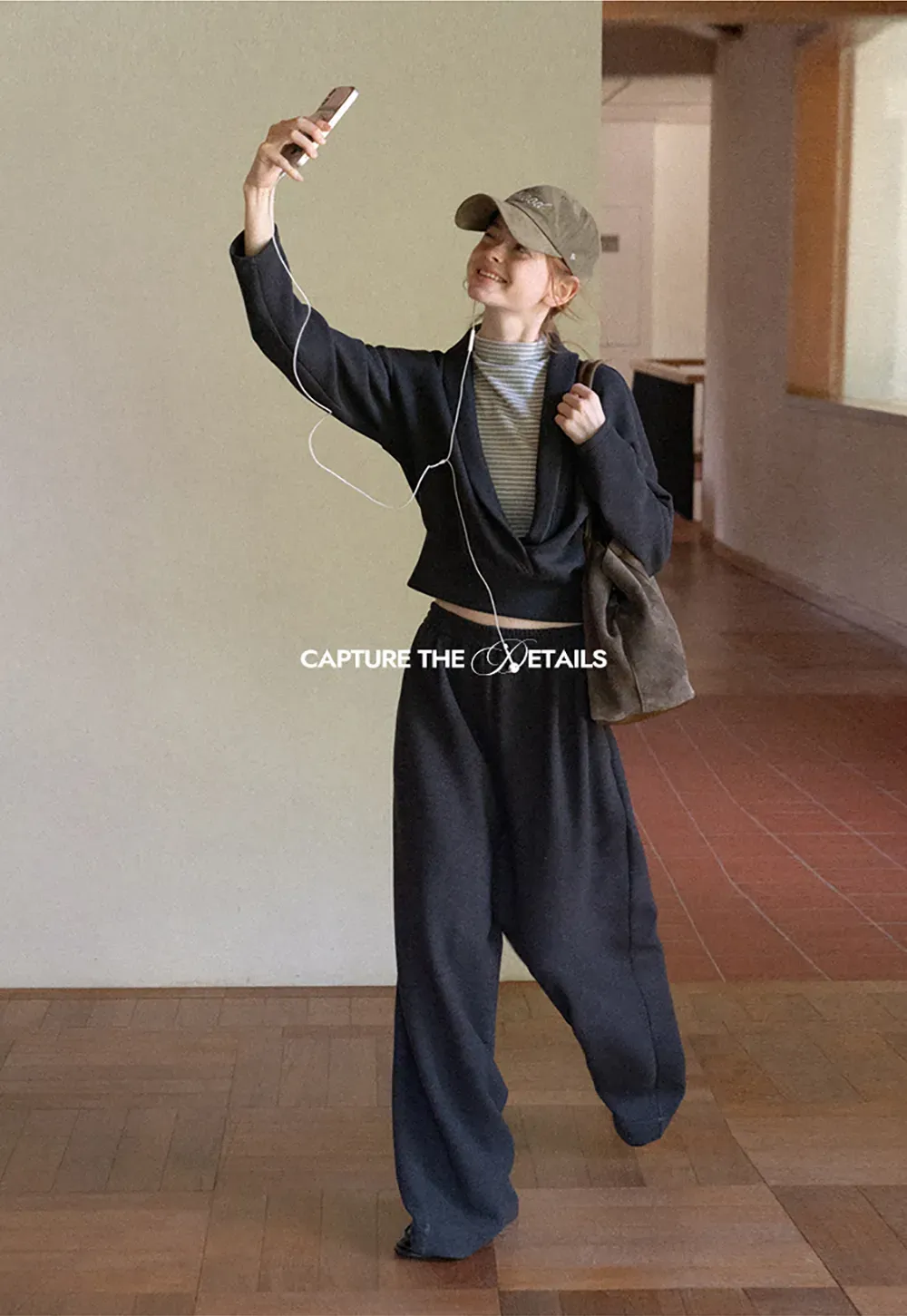 Cropped Open Front Cardigan and Wide Leg Drawstring Pants