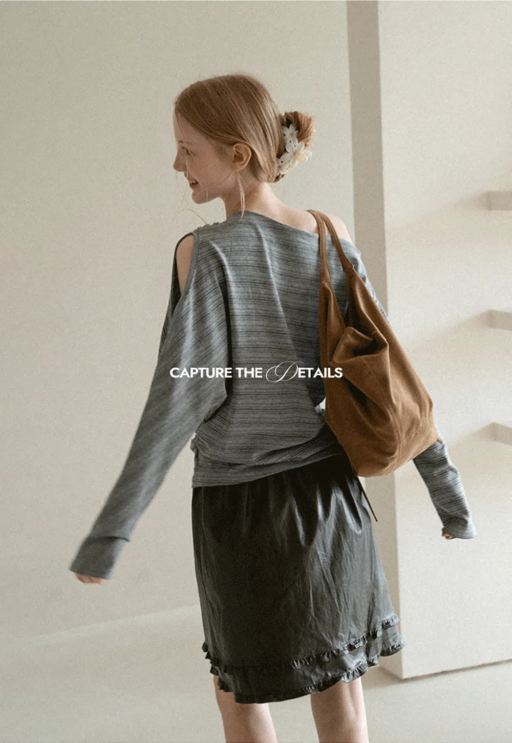 Asymmetrical One Shoulder Ribbed Knit T Shirt