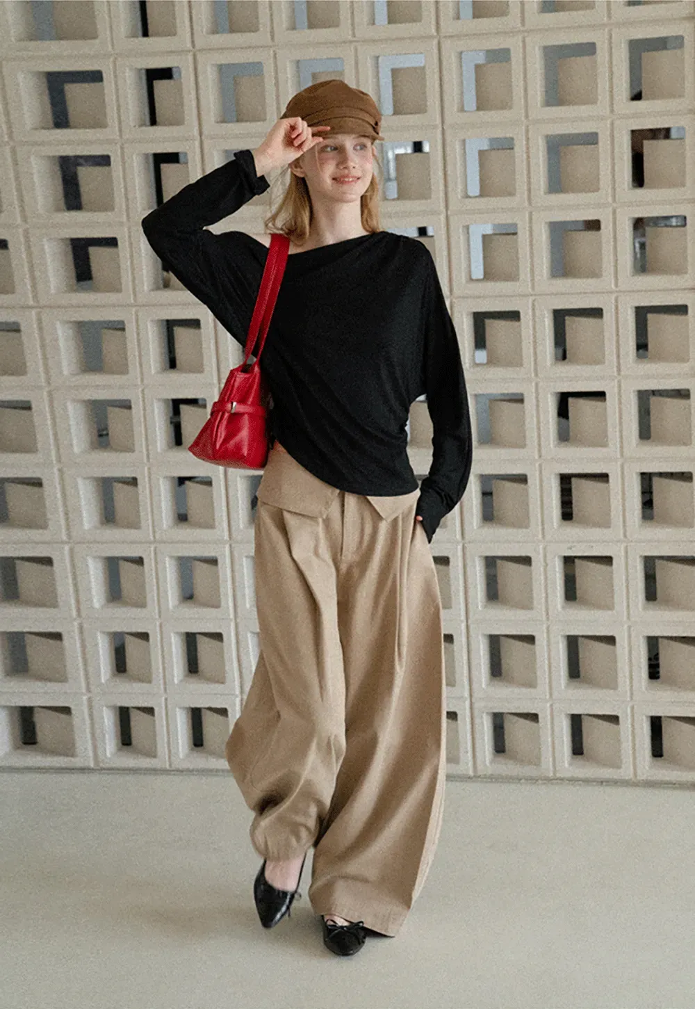 Asymmetrical One Shoulder Ribbed Knit T Shirt
