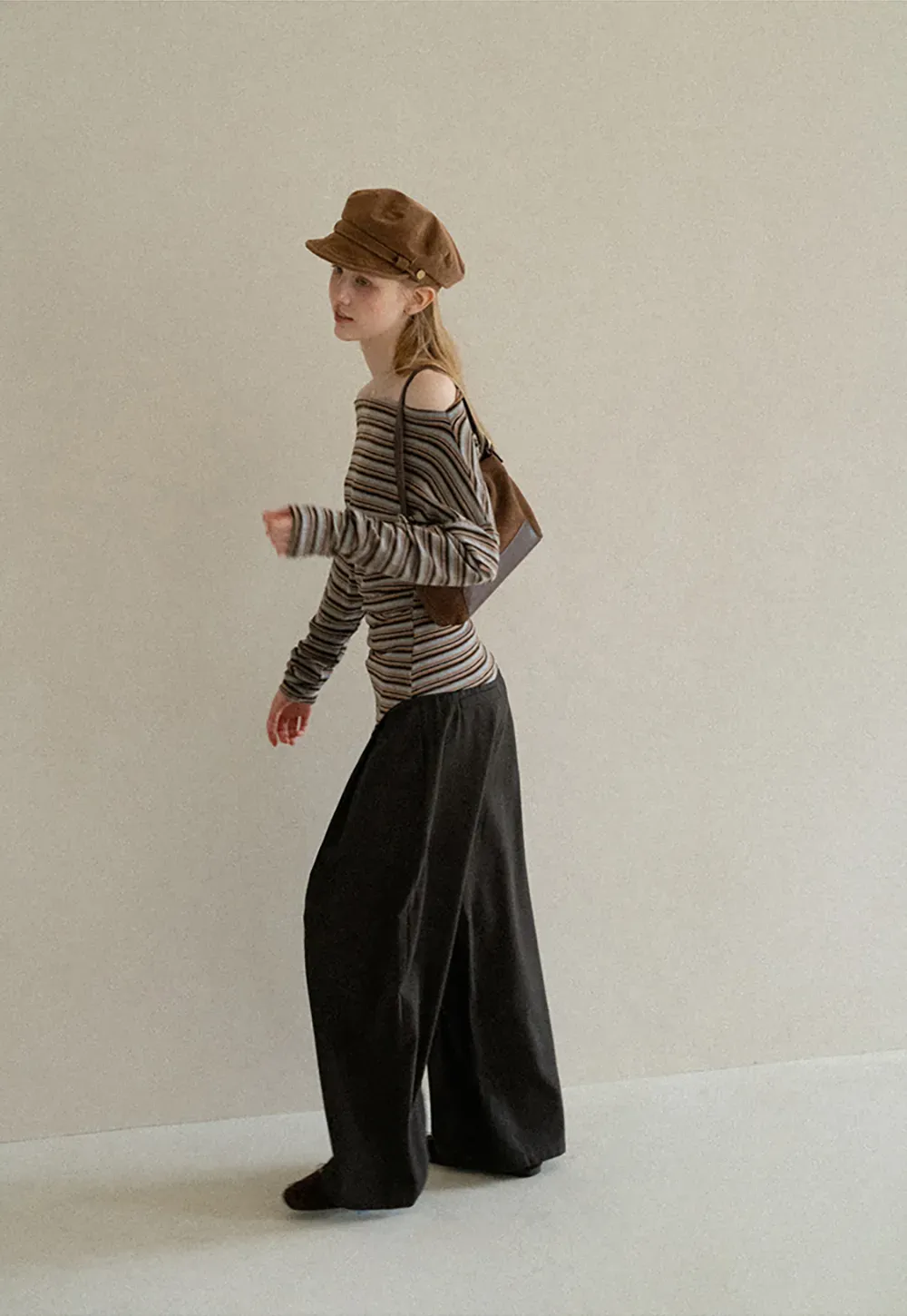 Off Shoulder Asymmetrical Hem Long Sleeve Top