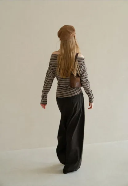 Off Shoulder Asymmetrical Hem Long Sleeve Top